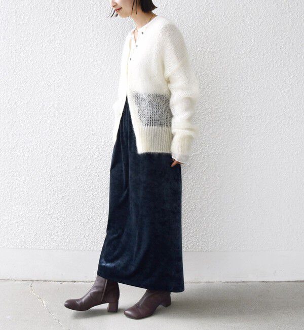 SHIPS for women「〈手洗い可能〉スノー クラッシュ ポリエステル ベロア ウエスト ゴム スカート」|スカート|