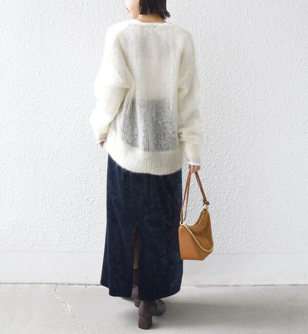 SHIPS for women「〈手洗い可能〉スノー クラッシュ ポリエステル ベロア ウエスト ゴム スカート」|スカート|