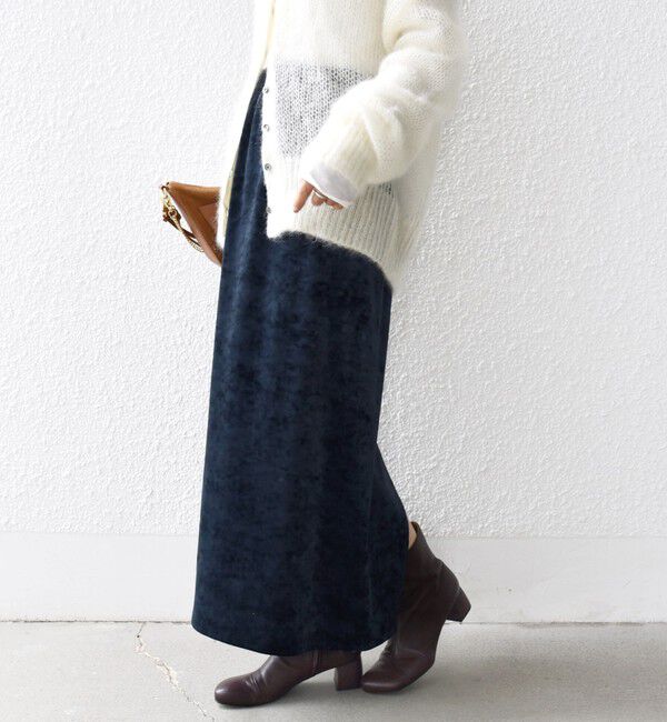 SHIPS for women「〈手洗い可能〉スノー クラッシュ ポリエステル ベロア ウエスト ゴム スカート」|スカート|