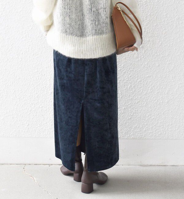 SHIPS for women「〈手洗い可能〉スノー クラッシュ ポリエステル ベロア ウエスト ゴム スカート」|スカート|