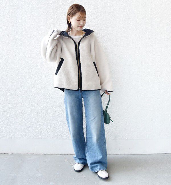 SHIPS for women「【WEB限定】ボア 配色 フード ブルゾン」|ブルゾン・スタジャン|