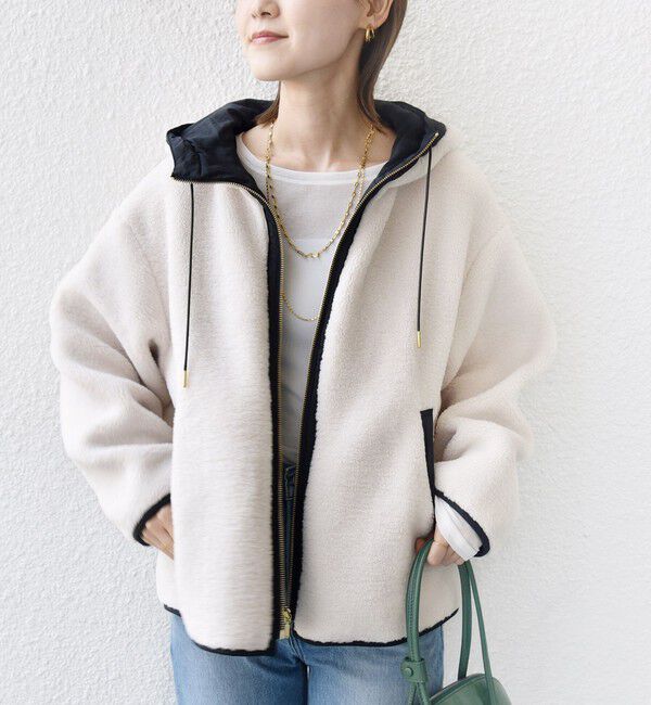 SHIPS for women「【WEB限定】ボア 配色 フード ブルゾン」|ブルゾン・スタジャン|