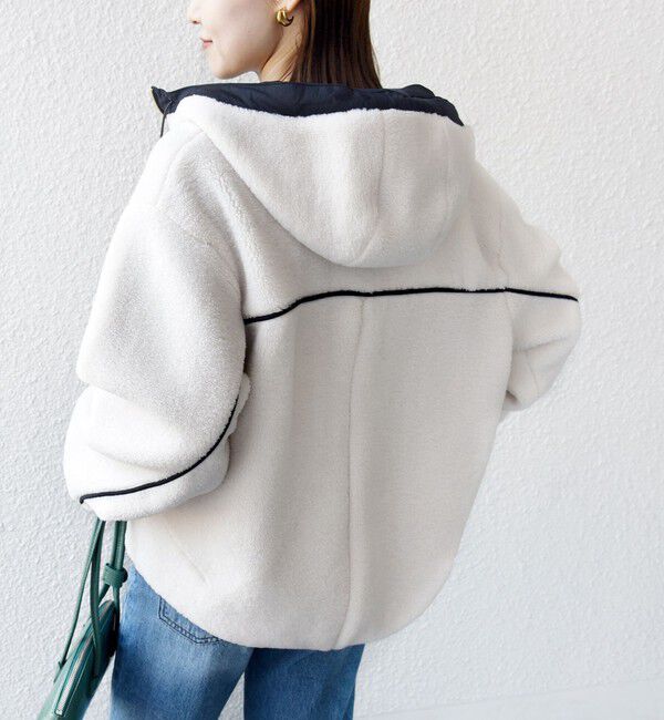 SHIPS for women「【WEB限定】ボア 配色 フード ブルゾン」|ブルゾン・スタジャン|