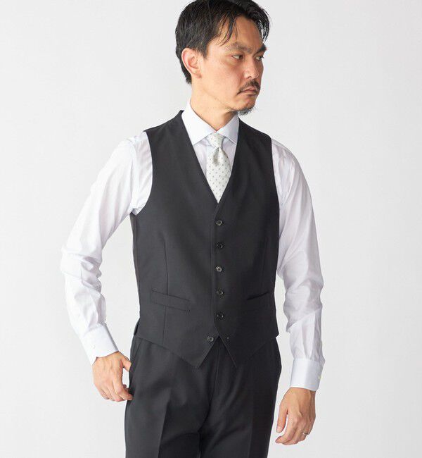 SHIPS「SHIPS: 御幸毛織 ファブリック FOUR SEASONS ソリッド ベスト」|ダウンベスト・ベスト|ブラック
