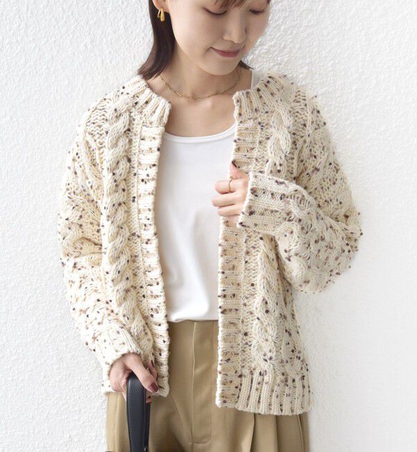 SHIPS for women「【WEB限定】〈手洗い可能〉ネップヤーン ケーブル ニット カーディガン」|カーディガン|