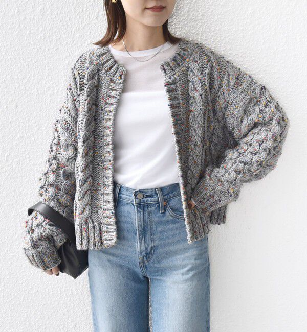 SHIPS for women「【WEB限定】〈手洗い可能〉ネップヤーン ケーブル ニット カーディガン」|カーディガン|