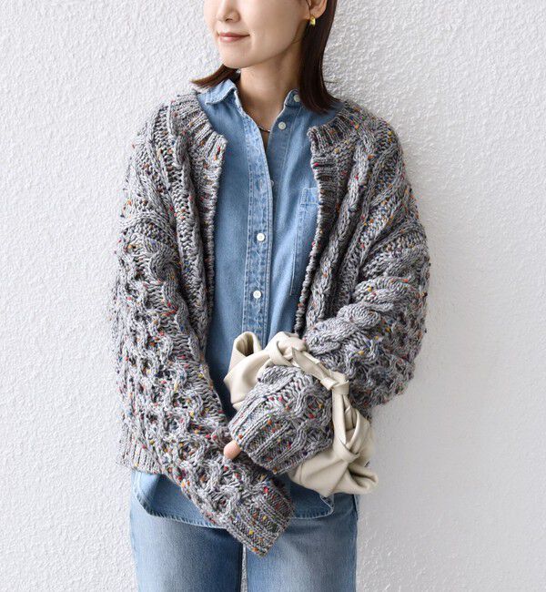 SHIPS for women「【WEB限定】〈手洗い可能〉ネップヤーン ケーブル ニット カーディガン」|カーディガン|