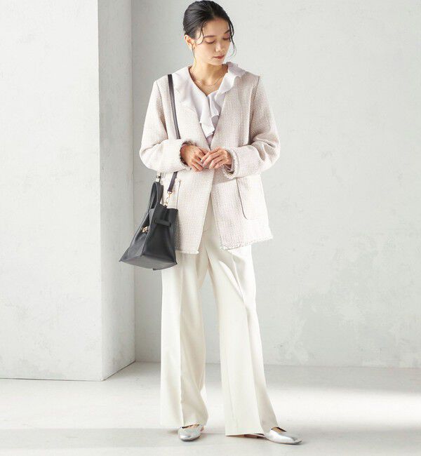 SHIPS for women「〈手洗い可能〉ダブル クロス セミ ワイド パンツ（セレモニー対応可）」|その他|