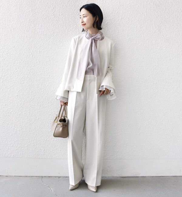 SHIPS for women「〈手洗い可能〉ダブル クロス セミ ワイド パンツ（セレモニー対応可）」|その他|