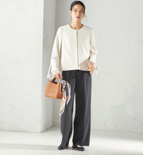 SHIPS for women「〈手洗い可能〉ダブル クロス セミ ワイド パンツ（セレモニー対応可）」|その他|