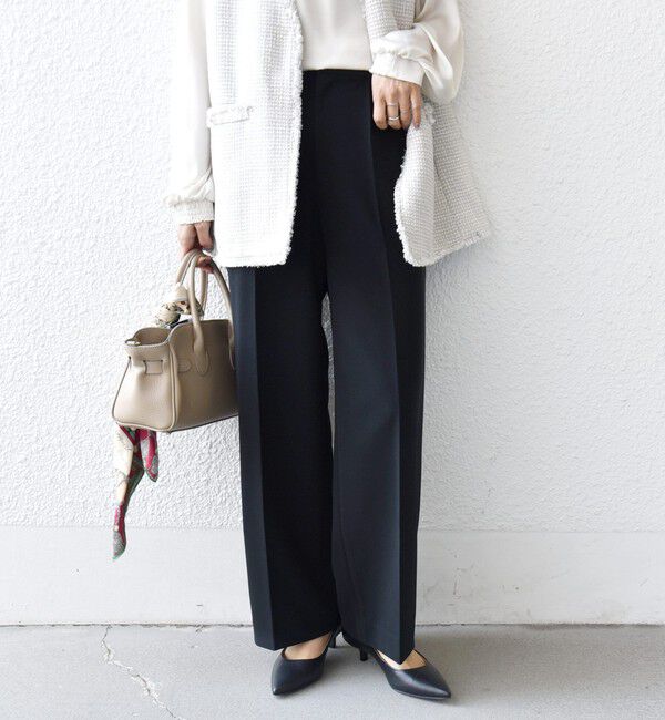 SHIPS for women「〈手洗い可能〉ダブル クロス セミ ワイド パンツ（セレモニー対応可）」|その他|