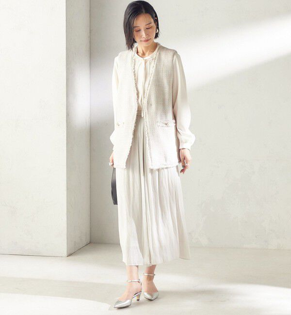 SHIPS for women「トライスピン 杢 ツイード カラーレス ジレ（セレモニー対応可）」|ベスト・ジレ|