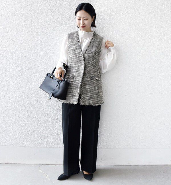 SHIPS for women「トライスピン 杢 ツイード カラーレス ジレ（セレモニー対応可）」|ベスト・ジレ|