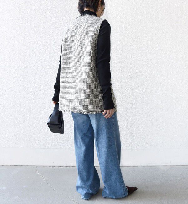 SHIPS for women「トライスピン 杢 ツイード カラーレス ジレ（セレモニー対応可）」|ベスト・ジレ|