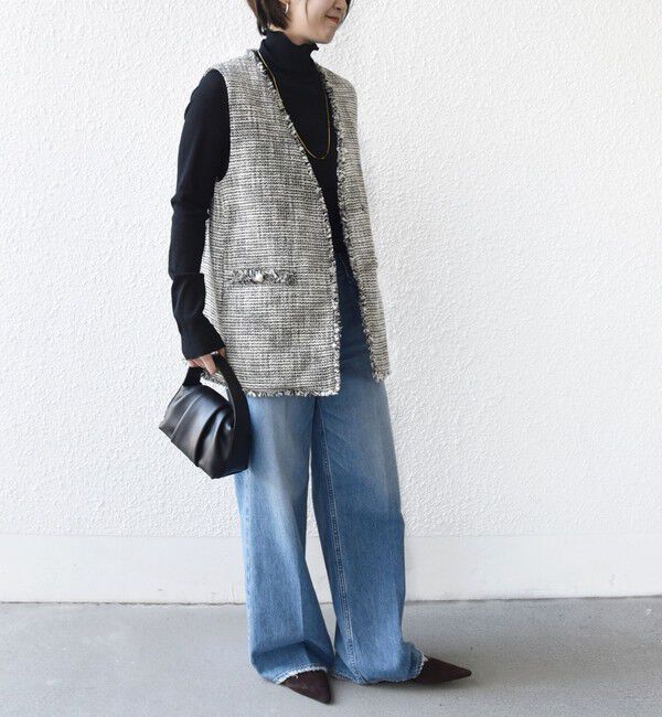 SHIPS for women「トライスピン 杢 ツイード カラーレス ジレ（セレモニー対応可）」|ベスト・ジレ|