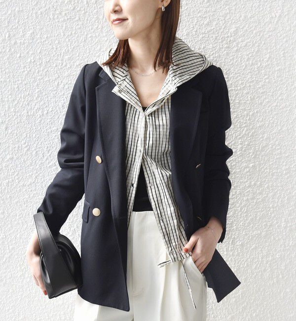 SHIPS for women「【WEB限定】〈手洗い可能〉ストライプ フード 羽織り シャツ」|シャツ・ブラウス|