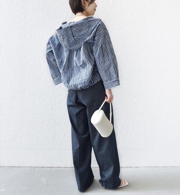 SHIPS for women「【WEB限定】〈手洗い可能〉ストライプ フード 羽織り シャツ」|シャツ・ブラウス|