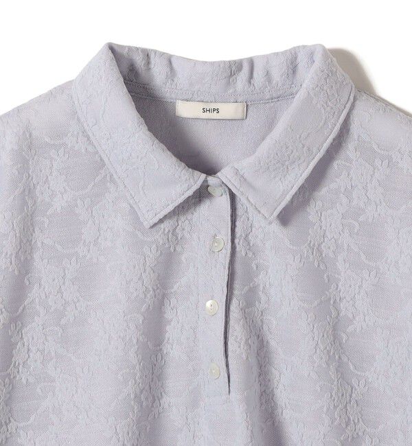 SHIPS for women「《追加予約》【WEB限定】〈手洗い可能〉シアー ジャカード ポロ 襟 ショート スリーブ プルオーバー」|ポロシャツ|
