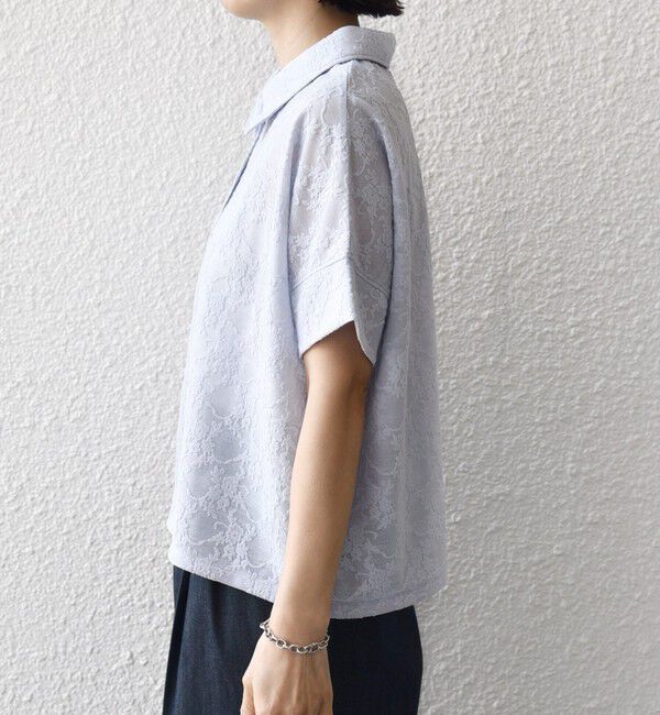 SHIPS for women「《追加予約》【WEB限定】〈手洗い可能〉シアー ジャカード ポロ 襟 ショート スリーブ プルオーバー」|ポロシャツ|