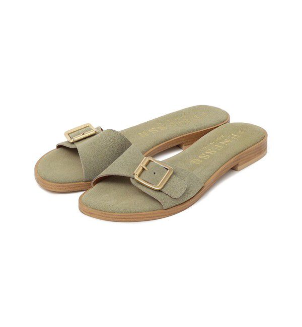 SHIPS any「ENESS: レザー バックル ベルト サンダル」|サンダル|カーキ