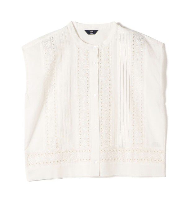 SHIPS Colors 「《予約》SHIPS Colors:〈手洗い可能〉エンブロイダリー レース フレンチスリーブ シャツ◆」|シャツ・ブラウス|オフホワイト