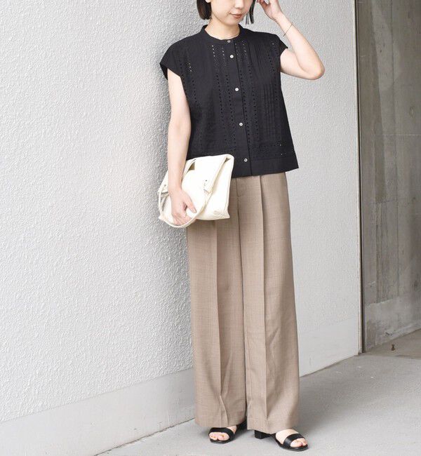 SHIPS Colors 「《予約》SHIPS Colors:〈手洗い可能〉エンブロイダリー レース フレンチスリーブ シャツ◆」|シャツ・ブラウス|