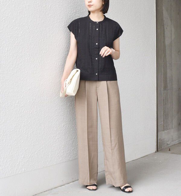 SHIPS Colors 「《予約》SHIPS Colors:〈手洗い可能〉エンブロイダリー レース フレンチスリーブ シャツ◆」|シャツ・ブラウス|