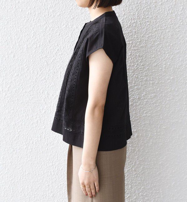 SHIPS Colors 「《予約》SHIPS Colors:〈手洗い可能〉エンブロイダリー レース フレンチスリーブ シャツ◆」|シャツ・ブラウス|