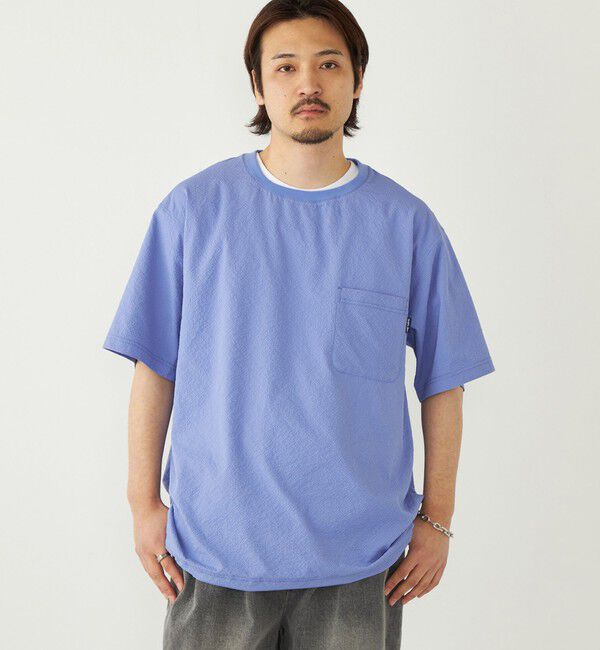 SHIPS Colors 「SHIPS Colors:〈接触冷感・吸水速乾・洗濯機可能〉ライト シアサッカー Tシャツ」|Tシャツ・カットソー|