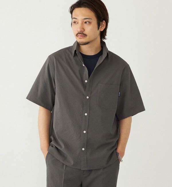 SHIPS Colors 「SHIPS Colors:〈接触冷感・吸水速乾・洗濯機可能〉ライト シアサッカー シャツ」|シャツ・ブラウス|