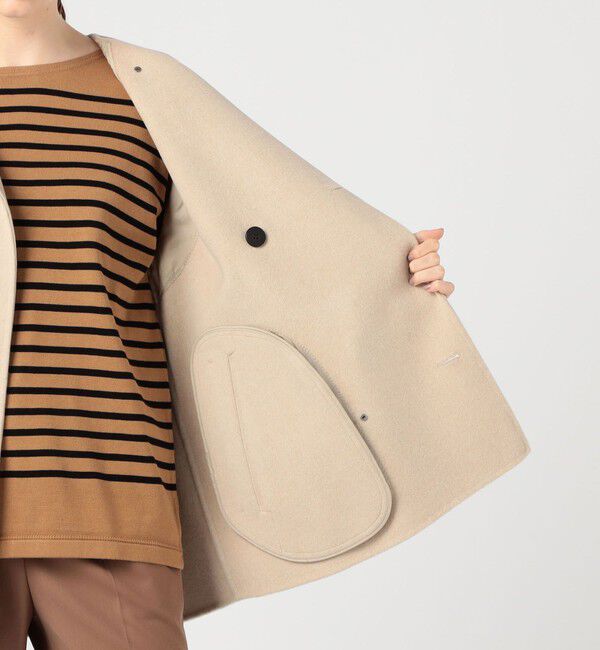 GALERIE VIE「ウールダブルフェイス カラーレス ショートトレンチコート」|ノーカラーコート|