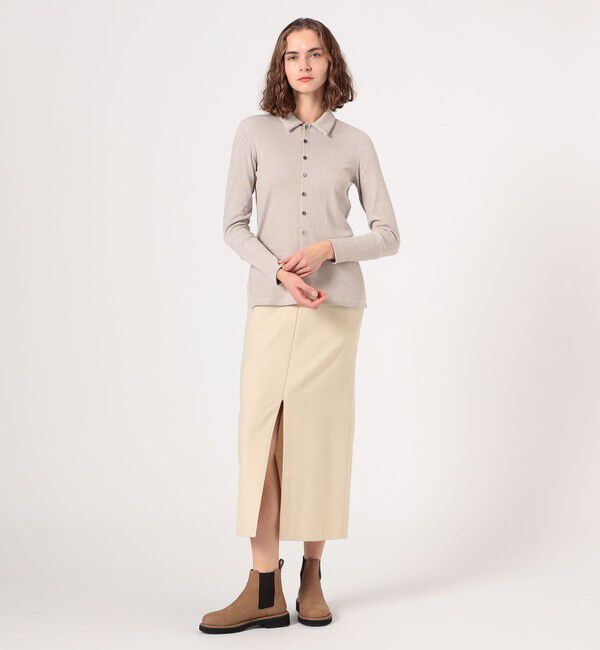 MACPHEE「ウールナイロンフランネル Iラインナロースカート」|タイト|