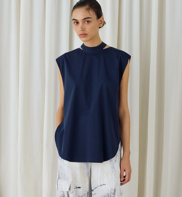 DES PRES「ストレッチポプリン スタンドカラーブラウス」|シャツ・ブラウス|