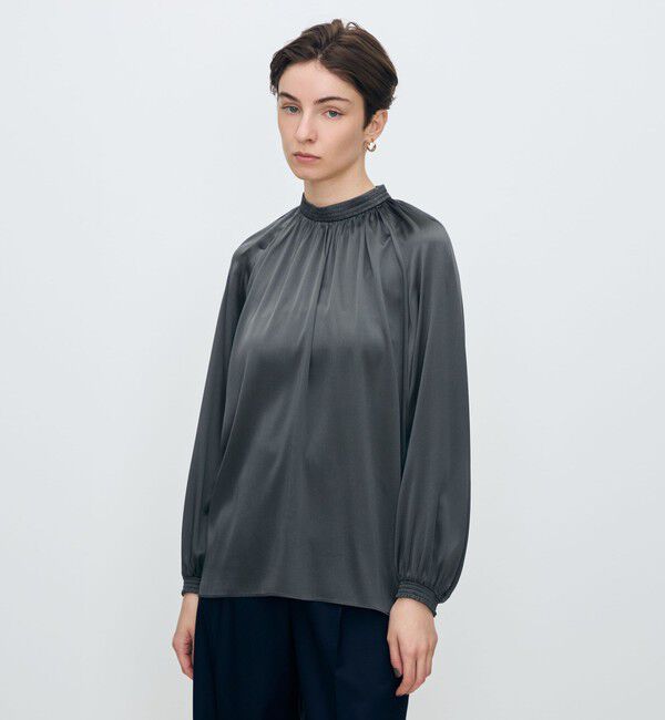 TOMORROWLAND collection「ウォッシャブルシルク シャーリングカラーブラウス」|シャツ・ブラウス|