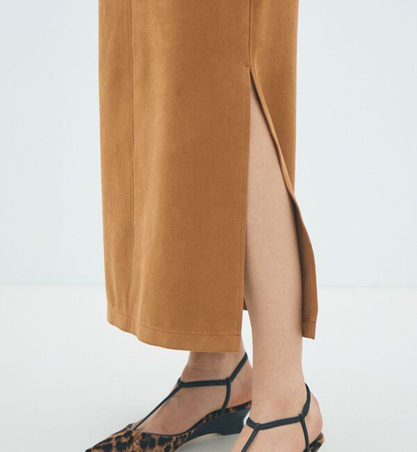 MACPHEE「フェイクスエード Iラインマキシスカート」|タイト|