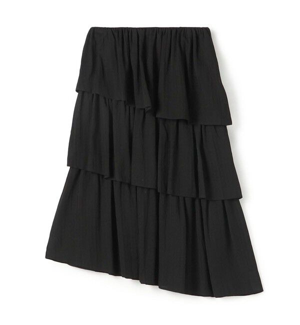 DES PRES「ドットストライプジャガード  ティアードスカート」|スカート|19 ブラック