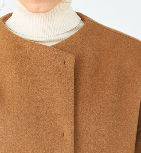 Ballsey「ウールカシミヤビーバー ショートコクーンコート」|ノーカラーコート|