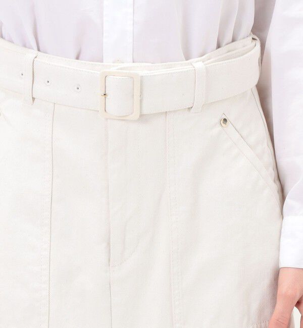 MACPHEE「ピグメントドリルクロス ベルテッドスカート」|台形|