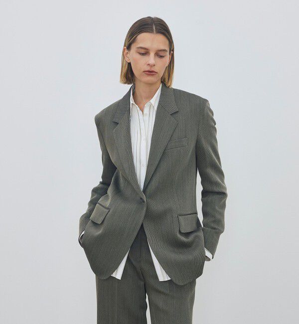 DES PRES「ハイツイストカルゼ ラウンドショルダーシングルジャケット」|テーラードジャケット|