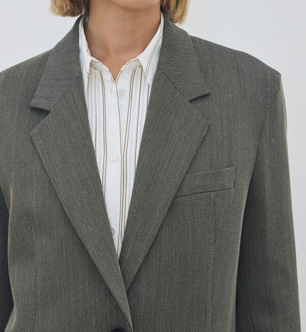 DES PRES「ハイツイストカルゼ ラウンドショルダーシングルジャケット」|テーラードジャケット|