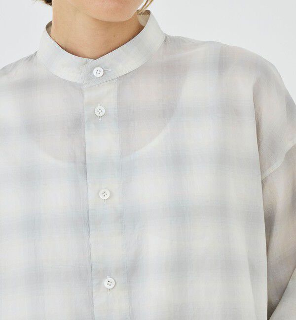 GALERIE VIE「サンライズオンブレチェック スタンドカラーシャツ」|シャツ・ブラウス|