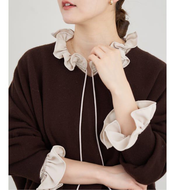 IENA「襟フリルブラウス」|シャツ・ブラウス|ベージュ