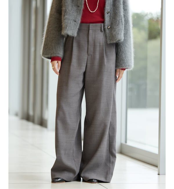 IENA LA BOUCLE「IENA LA BOUCLE サイロウーステッドツイルタックパンツ」|スラックス|