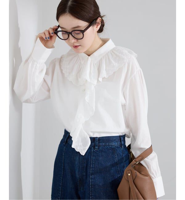 IENA「ドビーカットワークフリルブラウス」|シャツ・ブラウス|
