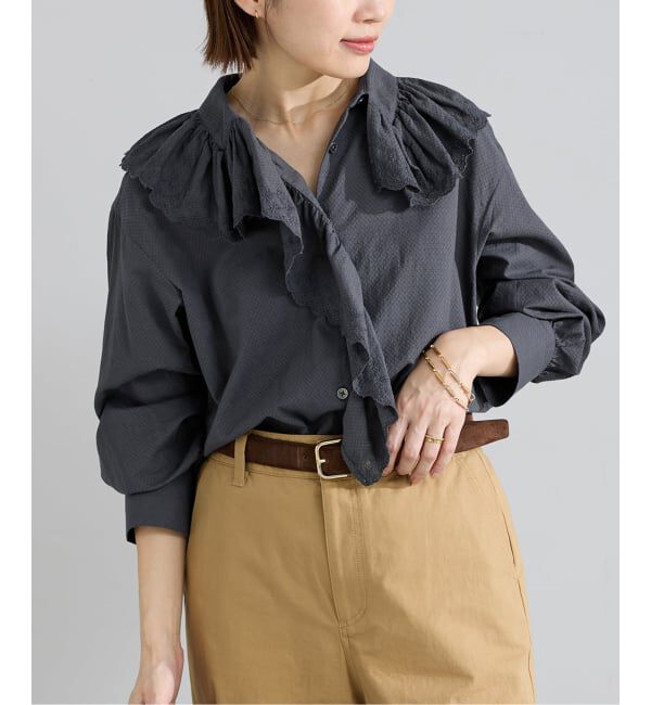 IENA「ドビーカットワークフリルブラウス」|シャツ・ブラウス|