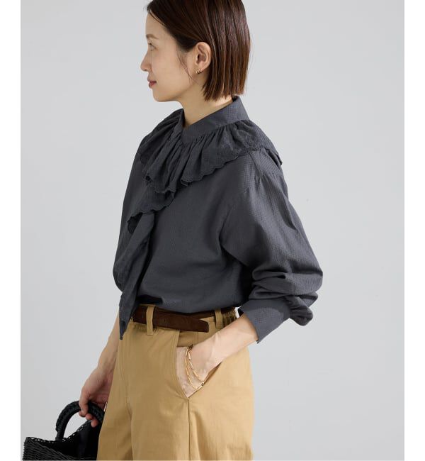 IENA「ドビーカットワークフリルブラウス」|シャツ・ブラウス|