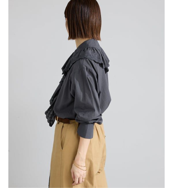 IENA「ドビーカットワークフリルブラウス」|シャツ・ブラウス|