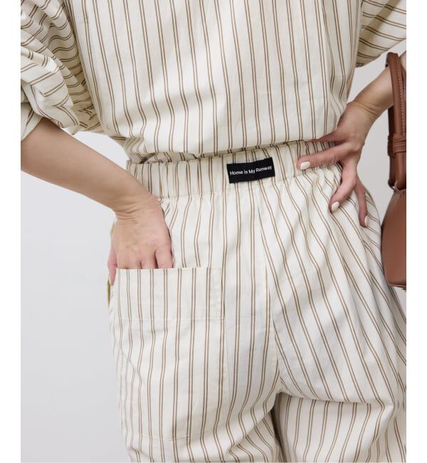 SLOBE IENA「ストライプパジャマパンツ」|スラックス|ベージュ