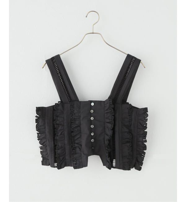 IENA LA BOUCLE「JUN MIKAMI/ジュンミカミ カットラッフルキャミ 26SS-5J」|キャミソール|ブラック