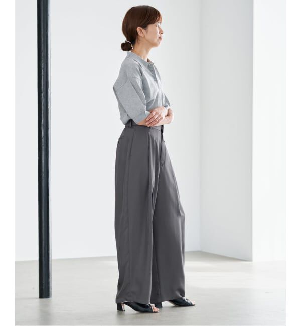 IENA「《洗濯機洗い可》UVカット/接触冷感 ツイルコクーンスラックス」|スラックス|